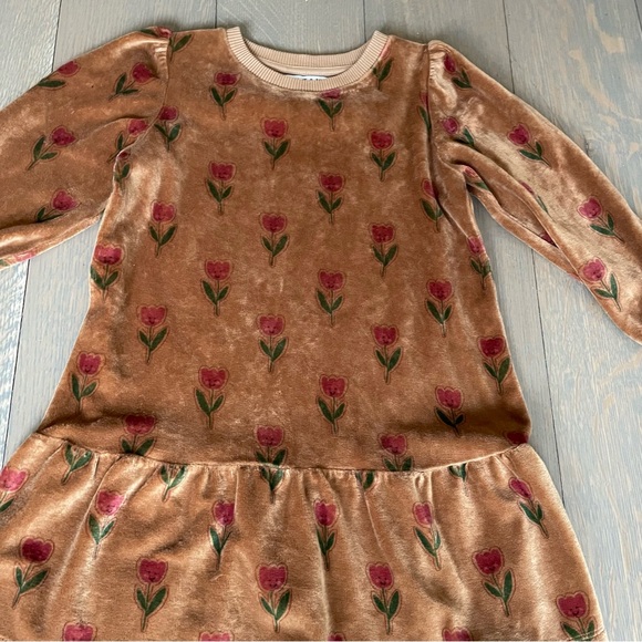 EMILE ET IDA Velour Tulip Dress | Caramel size 6A - Picture 3 of 8